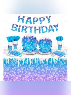 Winter Snowflake Party Tableware Set - Blue